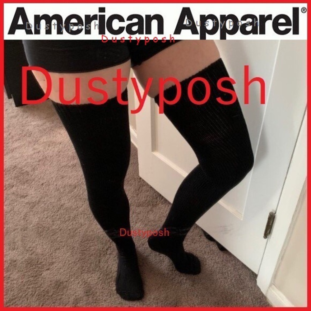 American Apparel Thigh High Socks Over Knee New Black White Y2K Birthday Gift - Picture 5 of 9